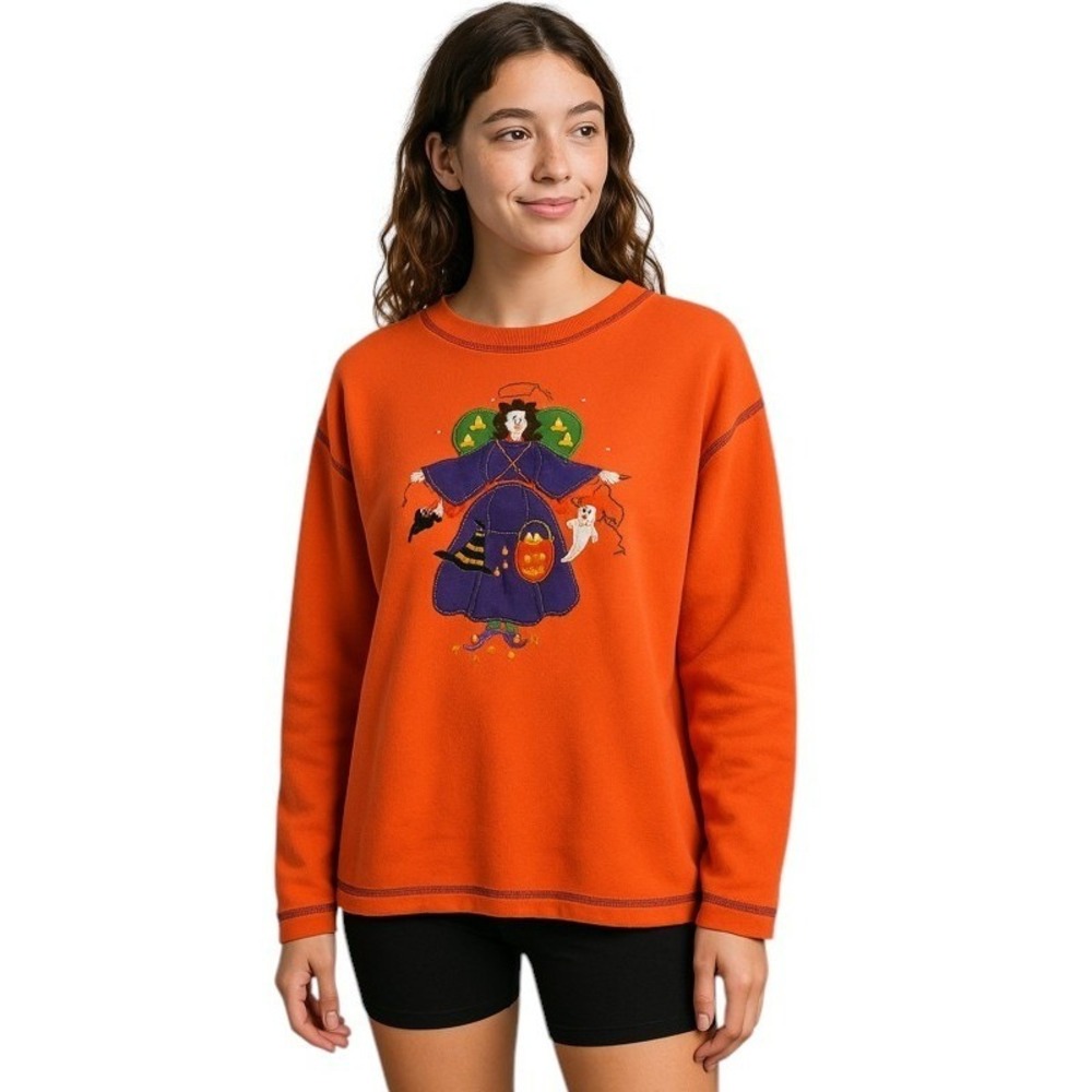 The Quacker Factory Womens Halloween Angel Candy‎ Corn Sweatshirt 3X Orange